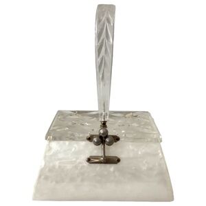 Charles S. Kahn INC. Vintage Lucite Marbleized Carved Top Mid Century 50's